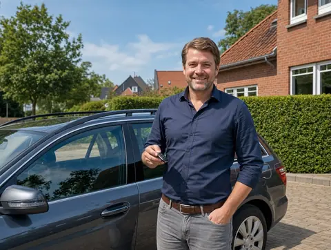 Verkäufer aus Schwandorf mit dem verkauften Fahrzeug
